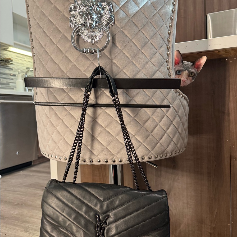 Saint Laurent Quilted Chevron Leather Shoulder Bag in Black - Picture 7 of 12